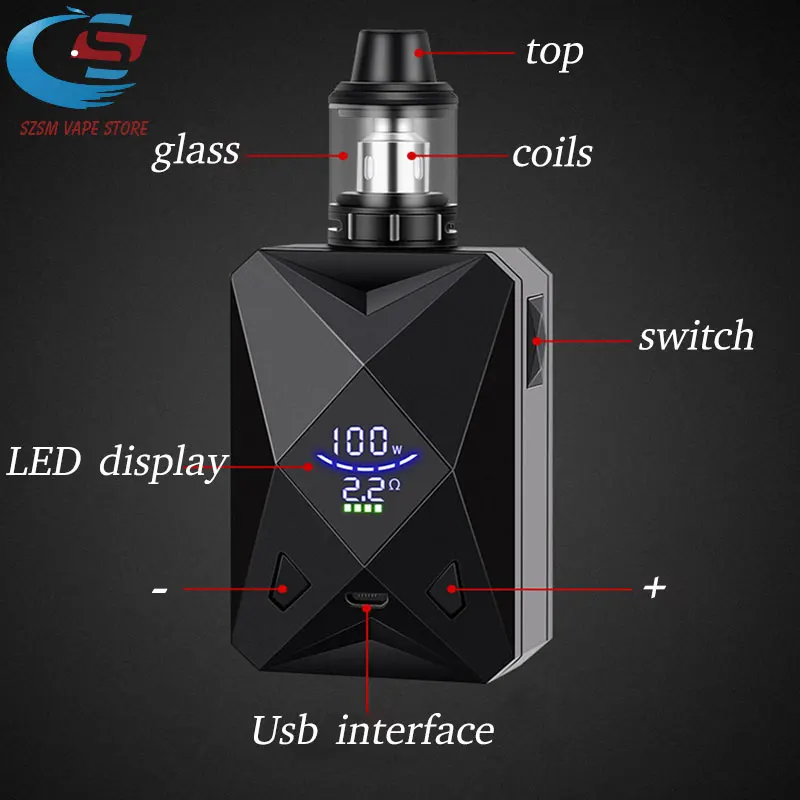 Электронная сигарета M6 100 Вт бокс мод вейп набор встроенный аккумулятор 2600 мАч