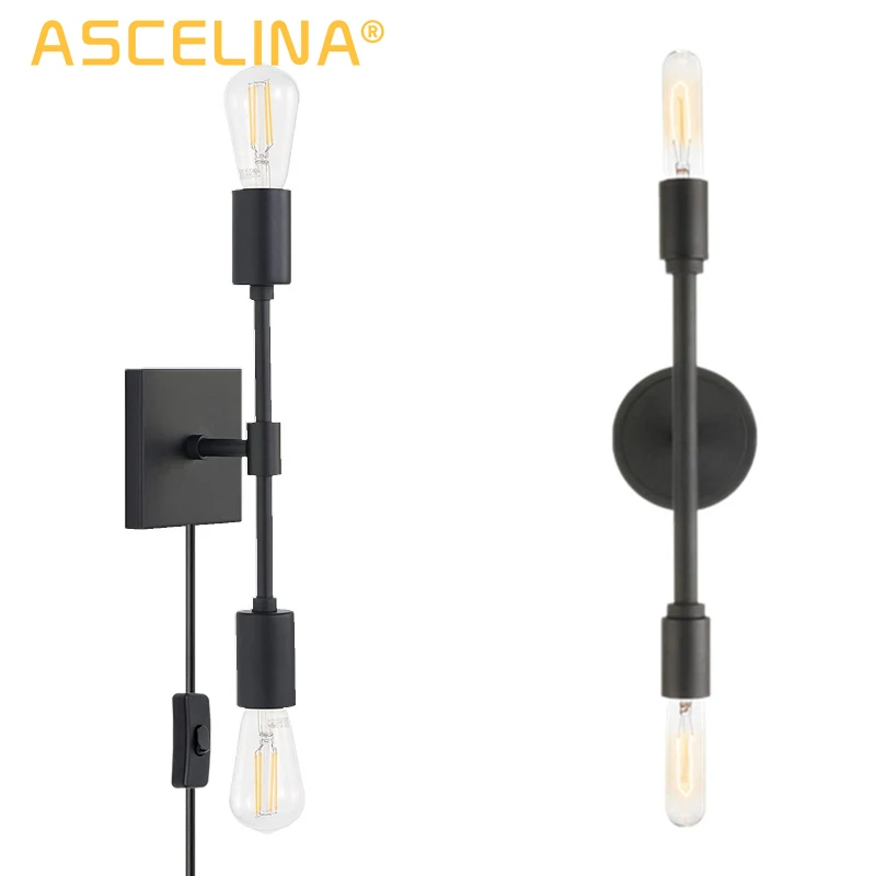 

Retro Industrial iron Double head wall lamp Bedroom Bedside Lighting for Living Room Aisle Decor American wall light E27 Fixture