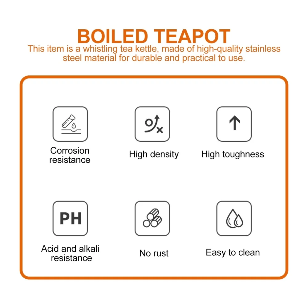 

Stainless Steel Tea Kettle Whistling Water Kettle Practical Boiling Kettle