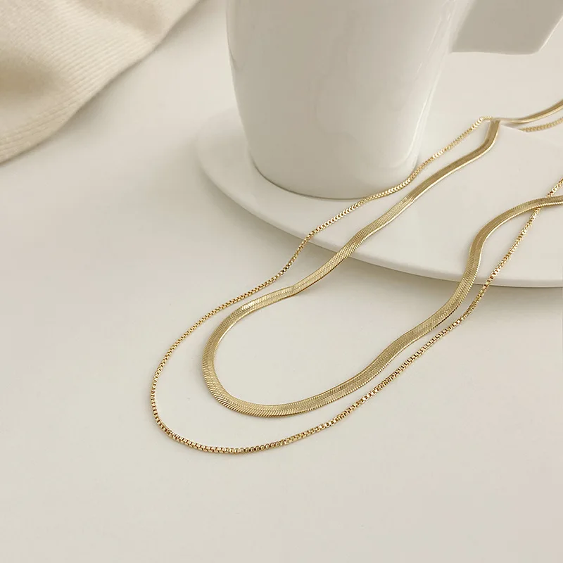 

2021 New Arrival Classic Senior Women Chains Necklaces Contracted Double Metal Geometric Short Necklace Jewelry