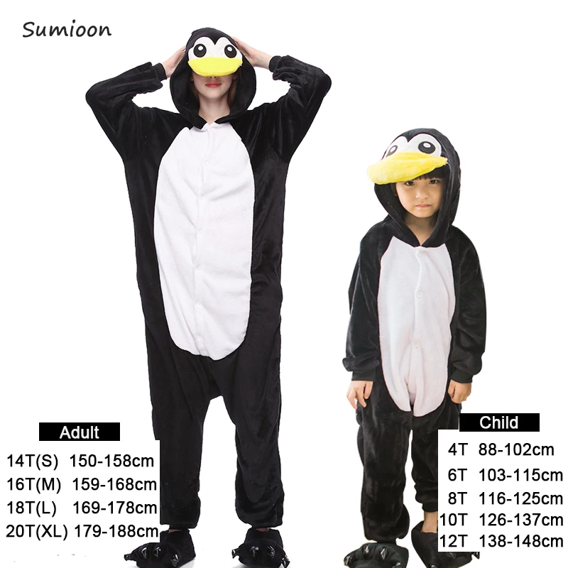 penguin Kuguurumi Onesie/Детская Пижама для девочек и мальчиков; Пижама с единорогом для женщин; Детский костюм; зимняя Пижама с изображением животных, стежка, пингвина, Единорога; детская пижама - Цвет: penguin
