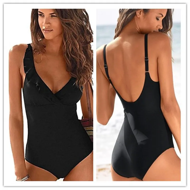2021 женский купальный костюм однотонная одежда для плавания Цельный Монокини с