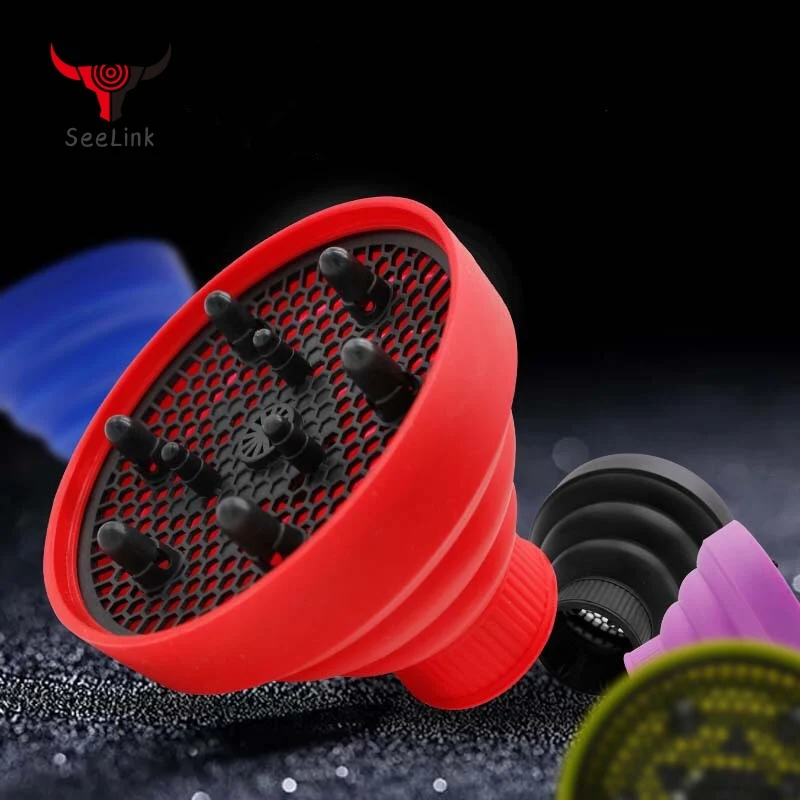 

Collapsible Hair Diffuser Dryer Blower Silicone Universal Hairdressing Salon Hair Curly Dryer Folding Diffuser Cover 6 Colors