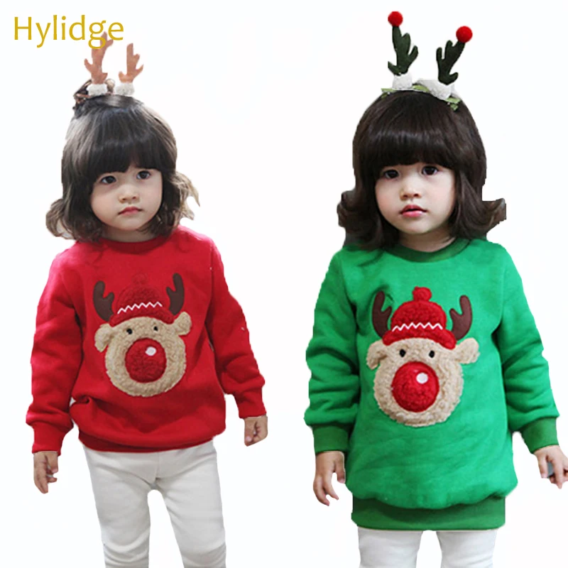 Детский Теплый пуловер Hylidge свитер с красным лосем для мальчиков и девочек
