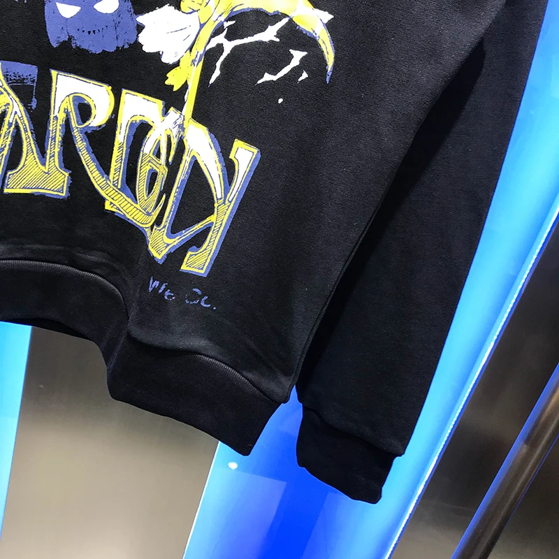 

Autumn Korean 2020 new youth men's fashion versatile trend cartoon letter graffiti round neck Pullover long sleeve sweater