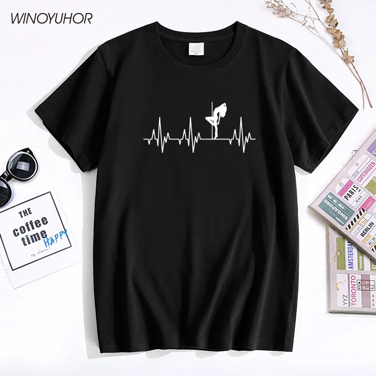 

Heartbeat Of Pole Dance T Shirt Women Summer New Fashion Short Sleeve Cotton T-Shirts Funny Print Tops Female Tee
