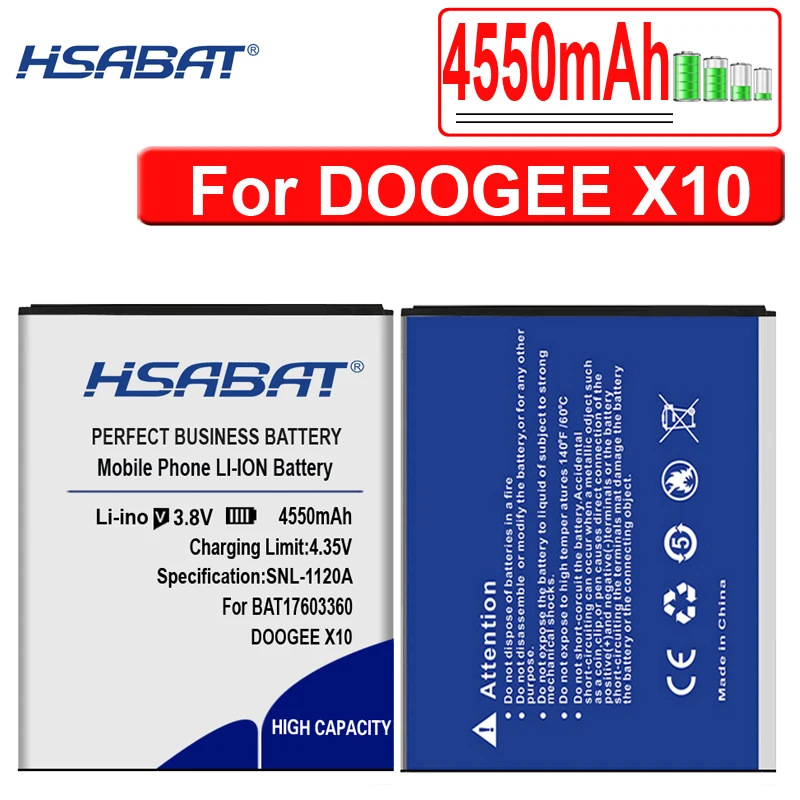 HSABAT BAT17582580 4850 мА/ч, BAT17613360 BAT17603360 Батарея Для DOOGEE X10 X20 X20L X30 X50 X60 X70 BAT18702000 BAT18724000