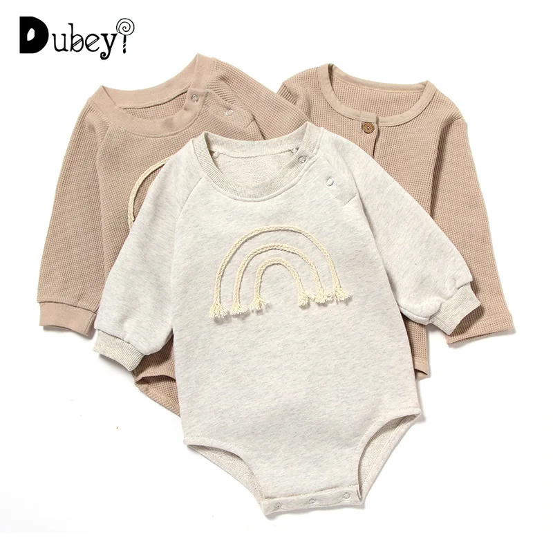 

Newborn Baby Romper Autumn New Baby Girls Boys Bodysuit Round Collar Long Sleeves Rainbow Cotton Jumpsuit NewBorn Casual Clothes