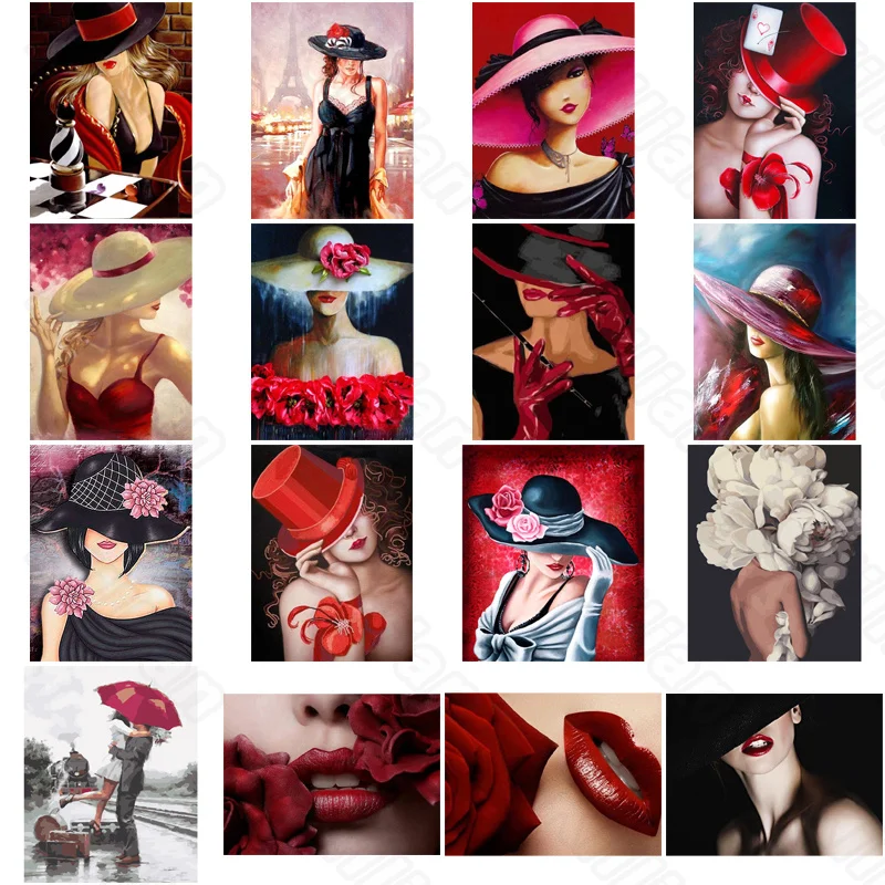 

Diy Diamond Decoration Painting Sexy Red Lips and Hug Square Diamond Round Diamond Customizable Wall Art Decoration