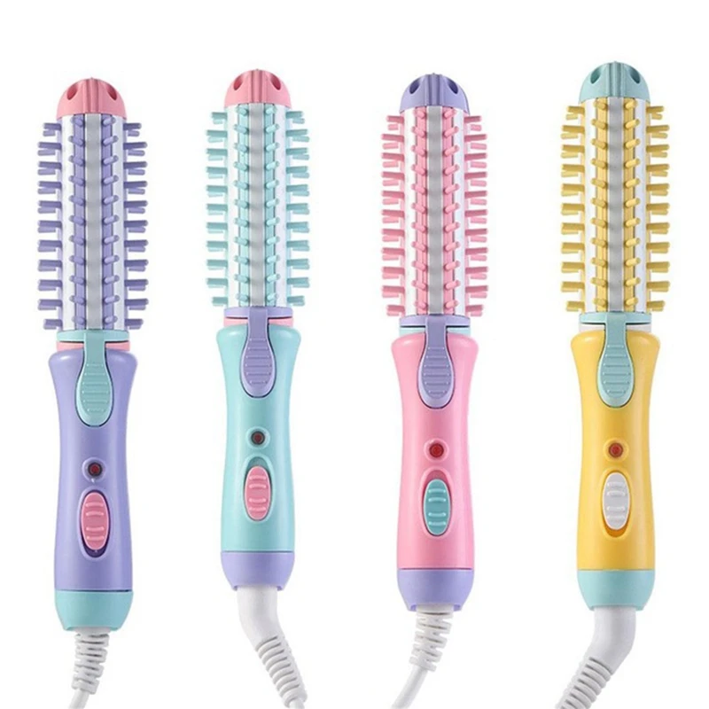 Electric Hair Styler Curler Curling Irons Dryers Travel Straightener Ceramic Ionic Hot Brush Eu Plug#Purple | Красота и здоровье