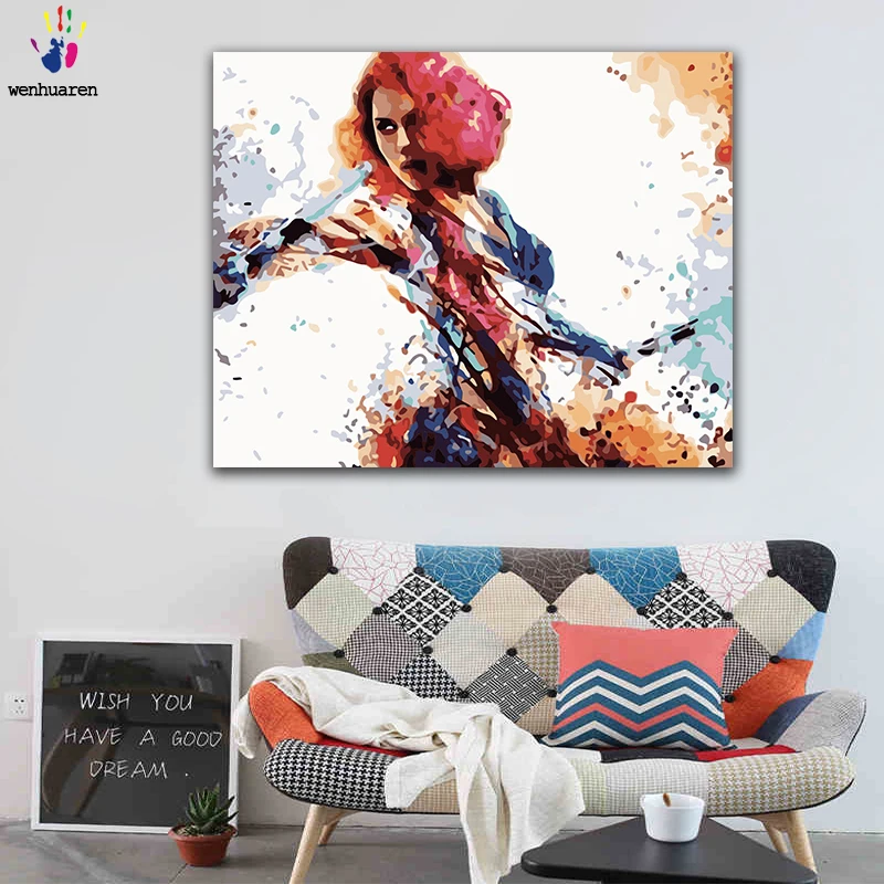 DIY картинки для раскраски по номерам с цветами Черная Вдова Мстители картина