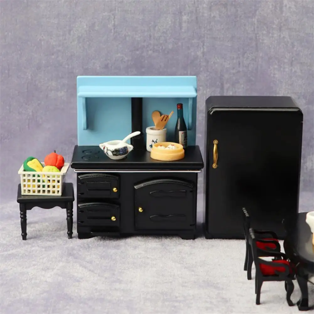 

Dollhouse Cooktop High Simulation Pretend Black 1/12 Scale Mini Cooktop Model for Kitchen Scene