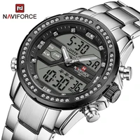 naviforce luxury brand diamond watches for men digital chronograph male wristwatch stainless steel sport waterproof quartz clock