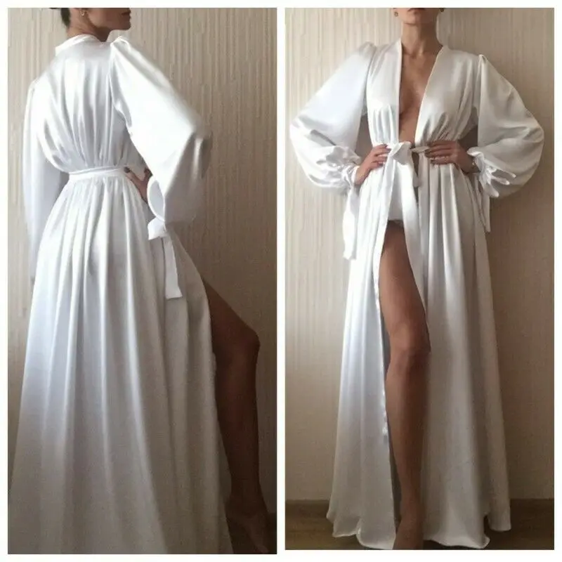 

Silk Nightgown Long pajamas nightdress Woman Sleepwear Bath Robes Intimates