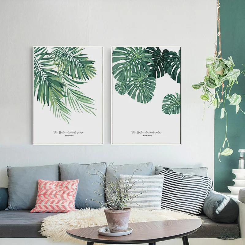 

Scandinavian Style Tropical Plants Poster Green Leaves Decorative Picture Modern Wall Art Paintings for Living Room Home Decor