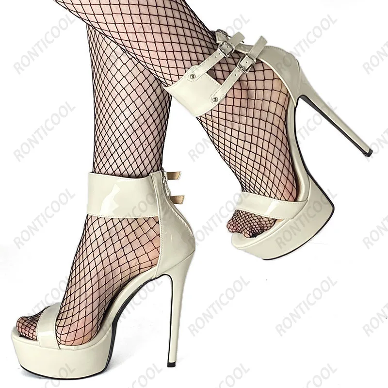 Сандалии Ronticool женские на шпильке лакированные босоножки с ремешком щиколотке