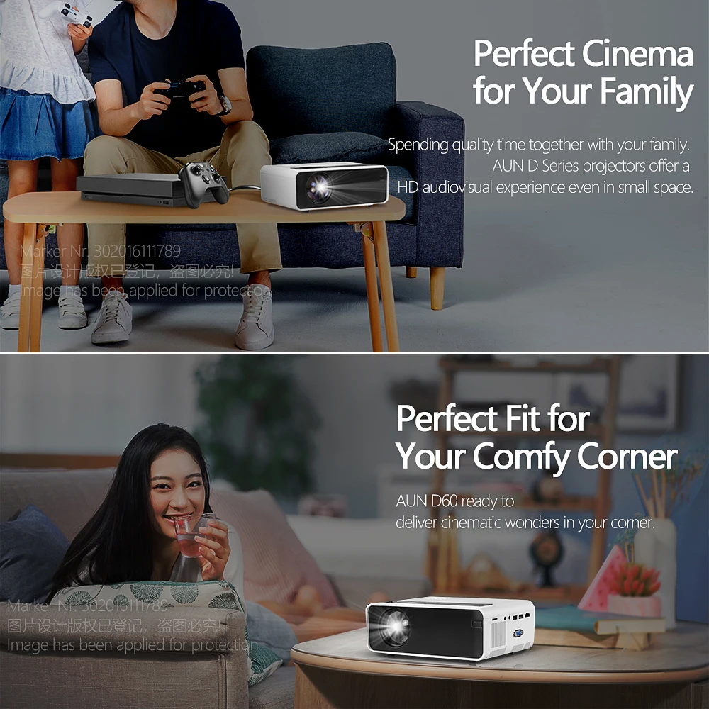 [RU/EU 48 часов быстрая местная доставка] мини-проектор AUN D60S 1280*720P Android 6 0 WiFi Beamer для