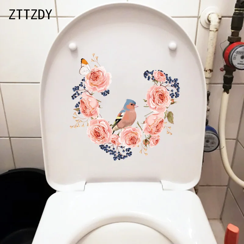

ZTTZDY 23,8 × 23,2 см роза вышивка с цветами и птицами классического искусства Туалет наклейки для украшения дома номер Наклейка на стену T2-1310