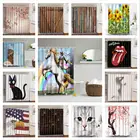 Занавеска для ванны с забавным котом, симпатичная 3D занавеска для душа с изображением пейзажа, моющаяся Экологически чистая занавеска из полиэстера для ванной комнаты, домашний декор