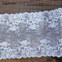 2yards 24cm wide stretch lace trim ribbon white elastic lace fabric handmade bra apparel lace lingerie garters sewing diy crafts