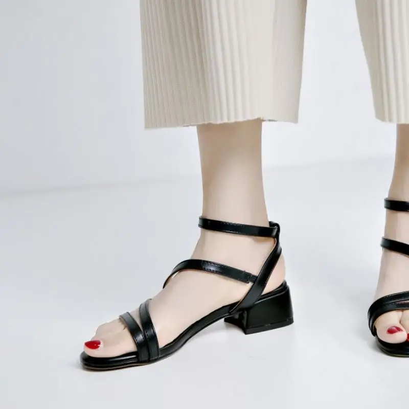 

Taoffen Size 30-43 Women Summer Sandals Square Heel Women Shoes Ankle Strap Fashion Sandals Women Daily Party Footwear
