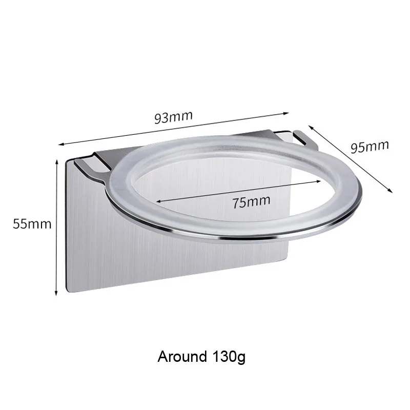 

304 Stainless Steel Wall Mount Hair Dryer Holder Self Adhesive Hair Dryer Stand and Organizer Bathroom Drier Comb Rack Storage