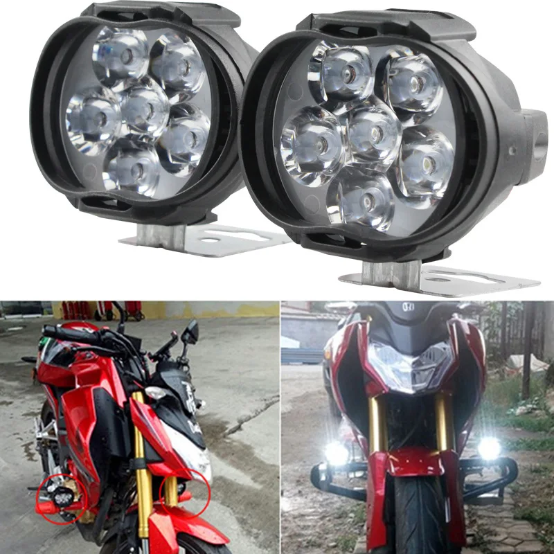 

2Pcs 6 LED Motorcycles Headlight 12W White Super Bright Headlamp 12V Working Spot Light Motorbike Fog Lamp Scooters Spotlight