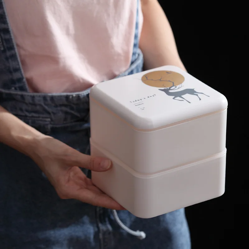 Портативная квадратная двухслойная коробка в скандинавском стиле с отсеком для