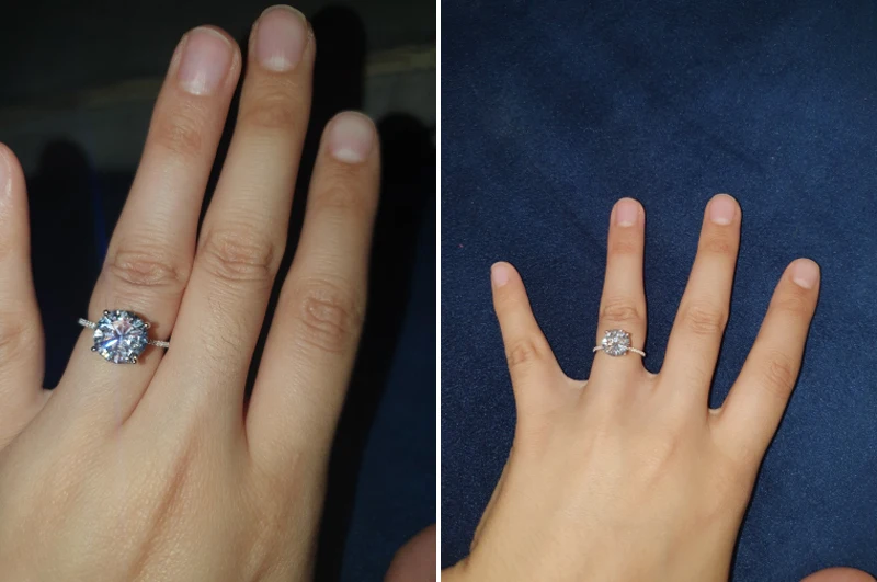 Классическое роскошное Настоящее твердое 925 пробы Серебряное кольцо 3Ct 10 сердца, стрелы, циркония, обручальные ювелирные кольца для женщин