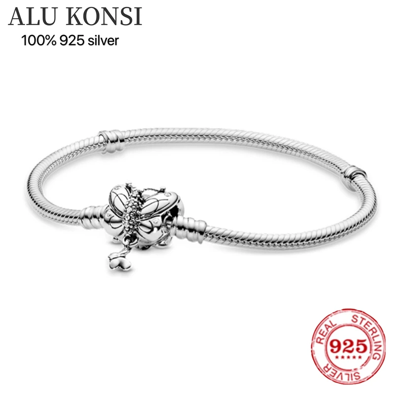 

Hot sale Luxury Original Real 100% 925 Sterling Silver Snake Chain pan Bracelet Bangle for Women fashion Authentic Charm Jewelry