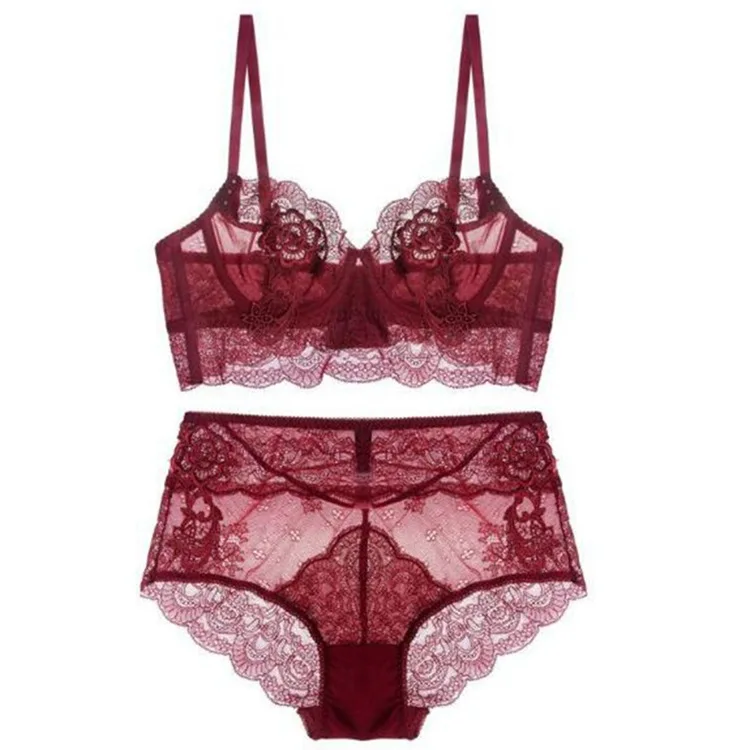

New Super Gather Brassiere Women Bra Set Push Up Cotton Underwear Set Sexy Bras Deep Embroidery Lingerie Sets Lace