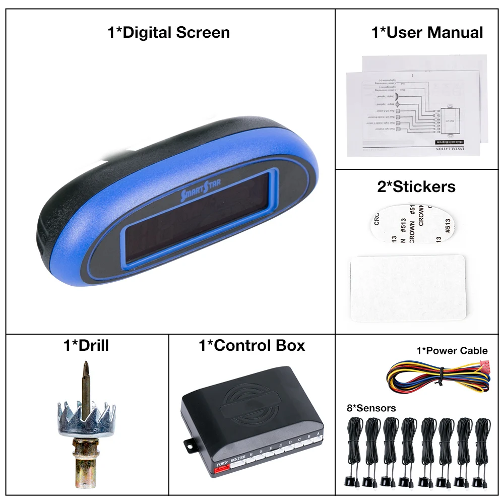 Автомобильный парктроник парковочный радар с 8 светодиодный ем и голосовой
