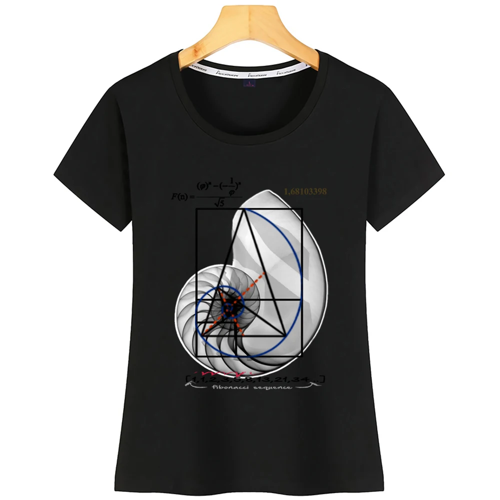 Женская футболка с Фибоначчи 3 забавная короткая Harajuku | одежда