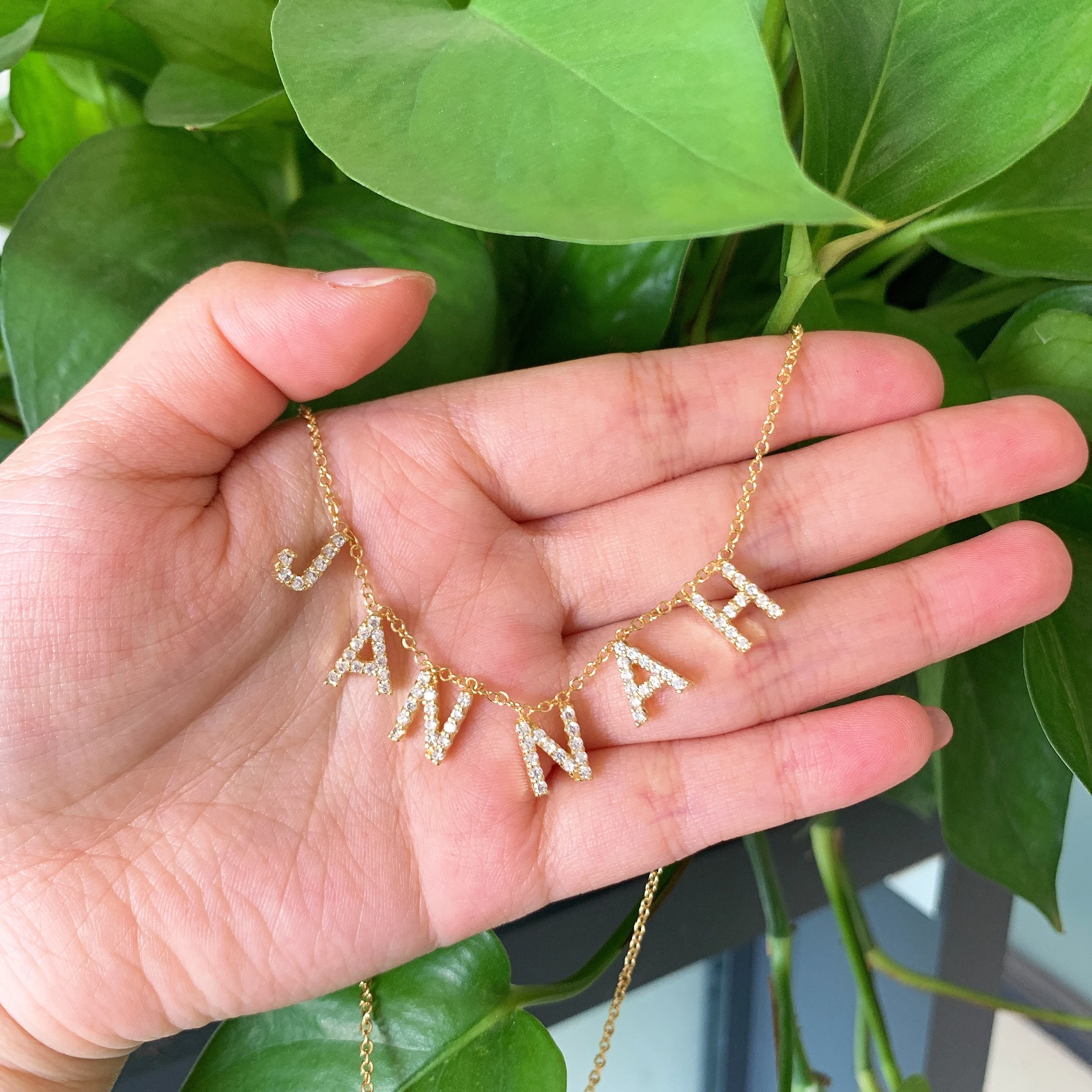 Женское ожерелье с подвеской в виде букв из циркония|Индивидуальные Ожерелья| |