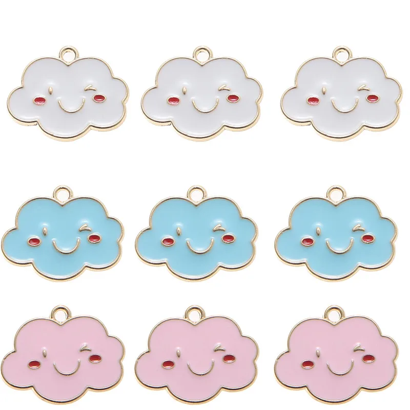 

10Pcs/lot Diy Colorful Smile Cloud Enamel Charms Pendants Handmade Necklace Bracelet Earrings for Women Jewelry Making