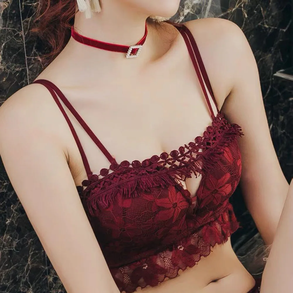 

Women's Bras Push Up Lace Bra Sexy Gather Brassiere Wireless Comfort Underwear Female