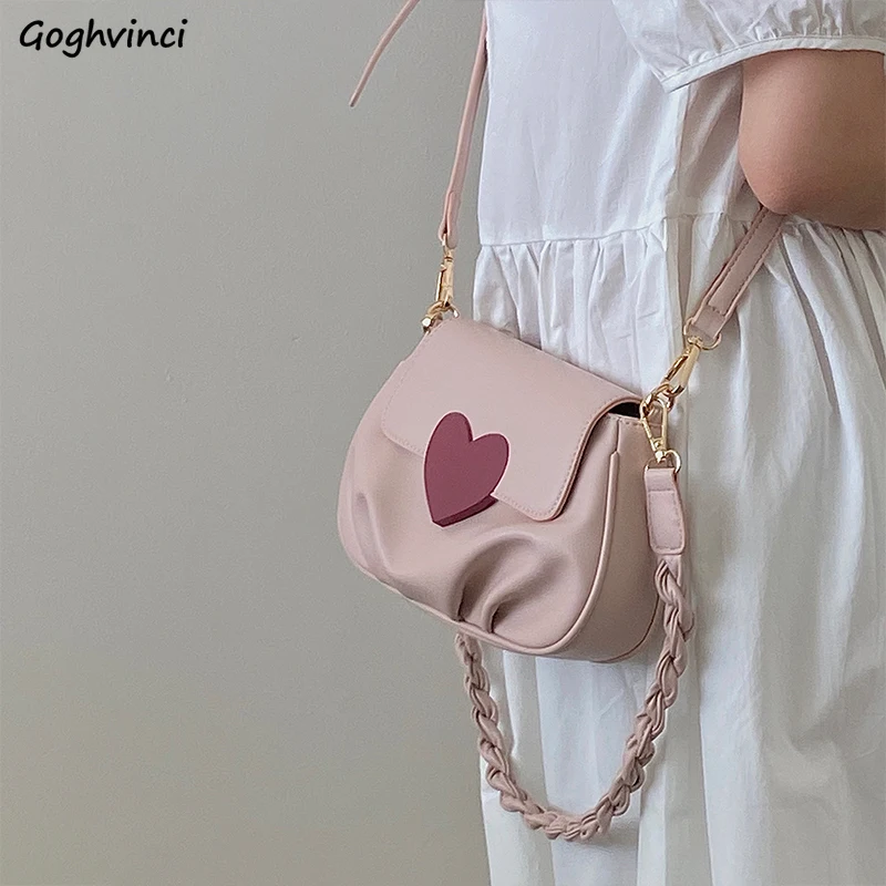 

Pink Sweet Ruched Shoulder Bags Women Lovely Saddle Advanced Underarm Cross Body Elegant Female Teenagers Versatile Fashion Ins