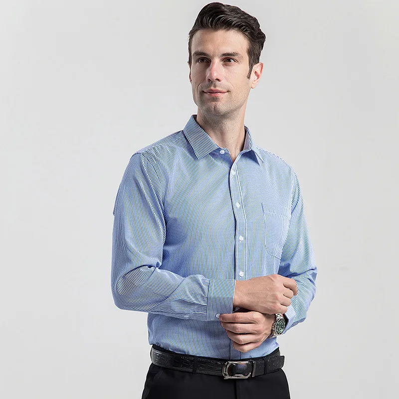 Мужская классическая рубашка в клетку Классическая Повседневная Формальная