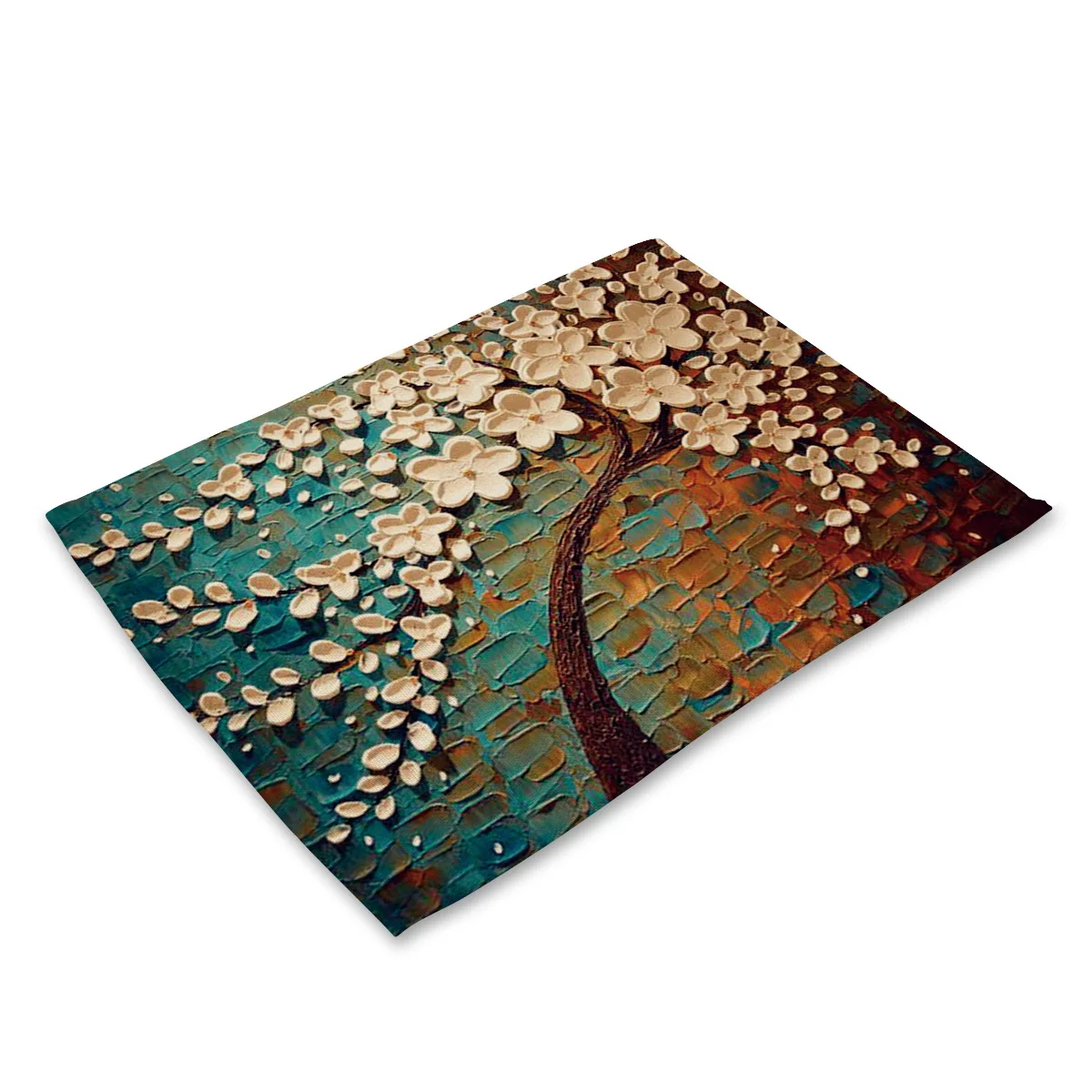 

Plant Series Oil Painting Flowers Placemat Rectangle Cotton Linen Table Mats for Dining Table Kitchen Decoration Accessories Mat
