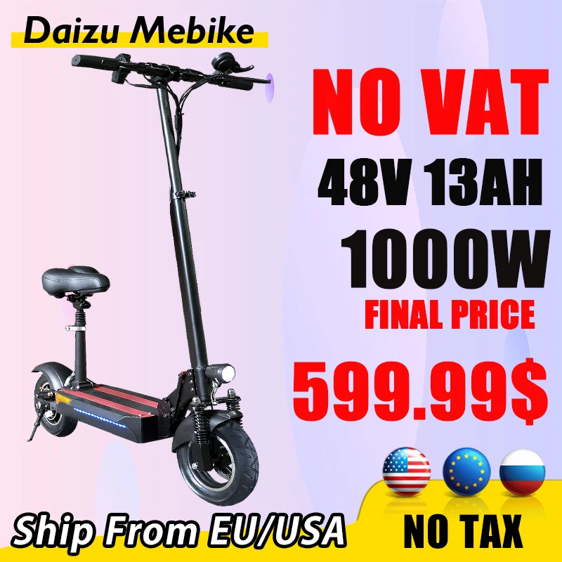 

2021 New 13Ah 10 Inch Adult Electric Scooter Patinete Eletrico Smart Folding Electric Skateboard And Seat Electric kick scooter