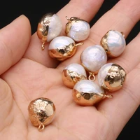 natural pearl round ball shape pendant gilded edge 16x18mm diy for jewelry making necklaces accessories gift for women