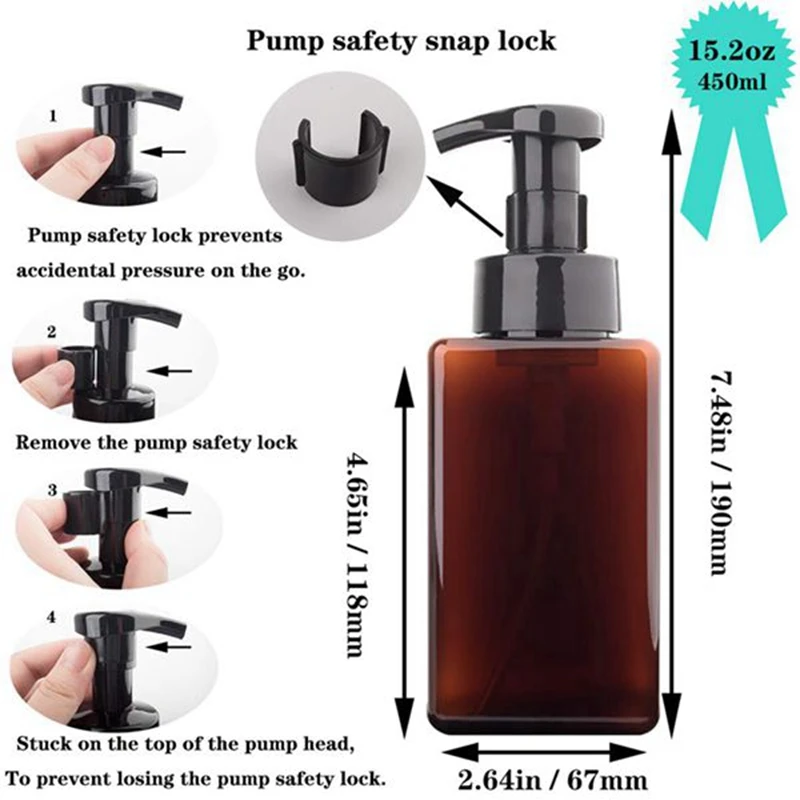 

4 PCS,Plastic Pump Bottle,Refillable Pump Bottle Lotion Soap Dispenser Liquid Container for Shampoo Bathroom Kitchen