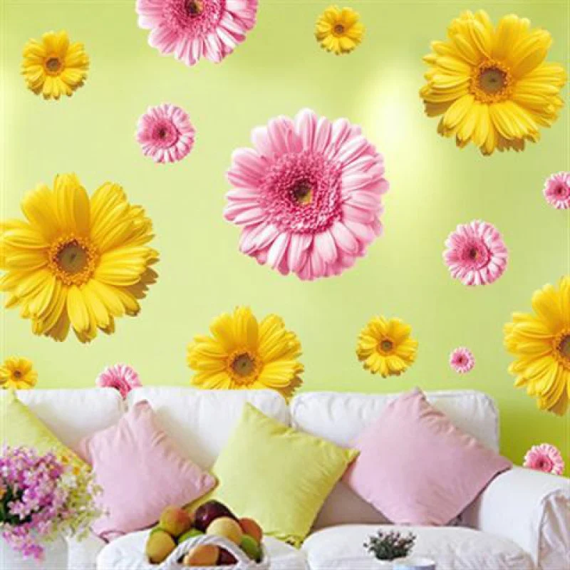 

WHISM 10Pcs/Lot Daisy Pattern Wall Sticker Window Sticker Door Sticker DIY Home Decoration Flower Art Wallpaper Wall Mirror