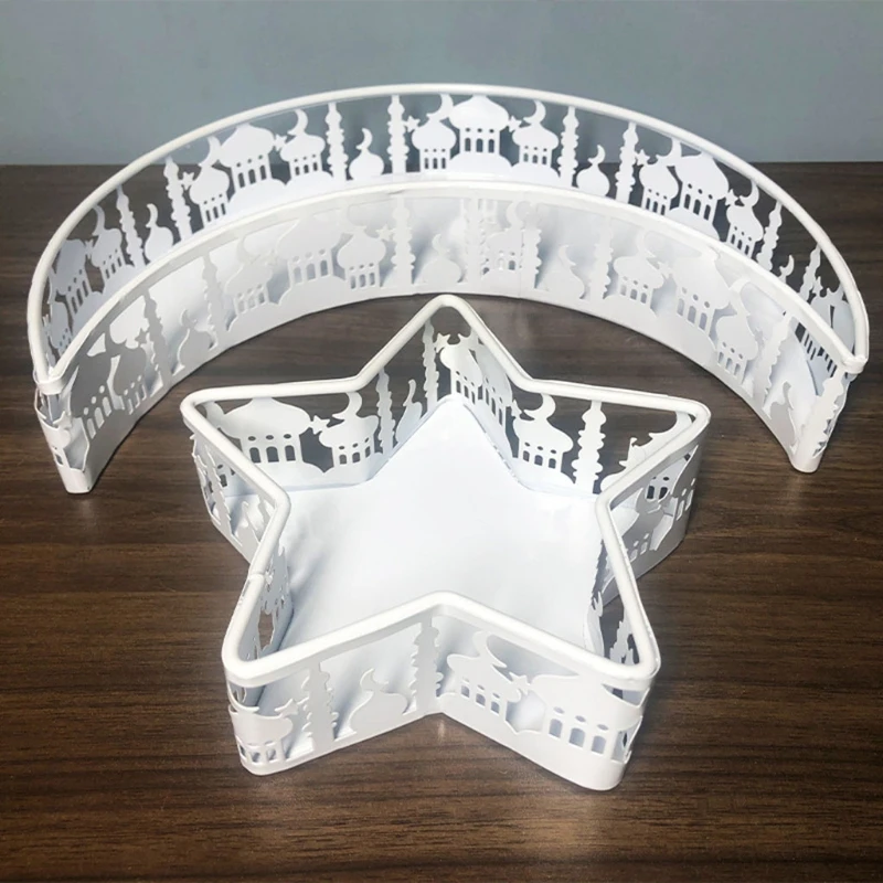 

Ramadan Kareem Decor Eid Mubarak Moon Star Serving Tray Ramadan Muslim Islamic Party Supply Durable for DIY Home Dessert