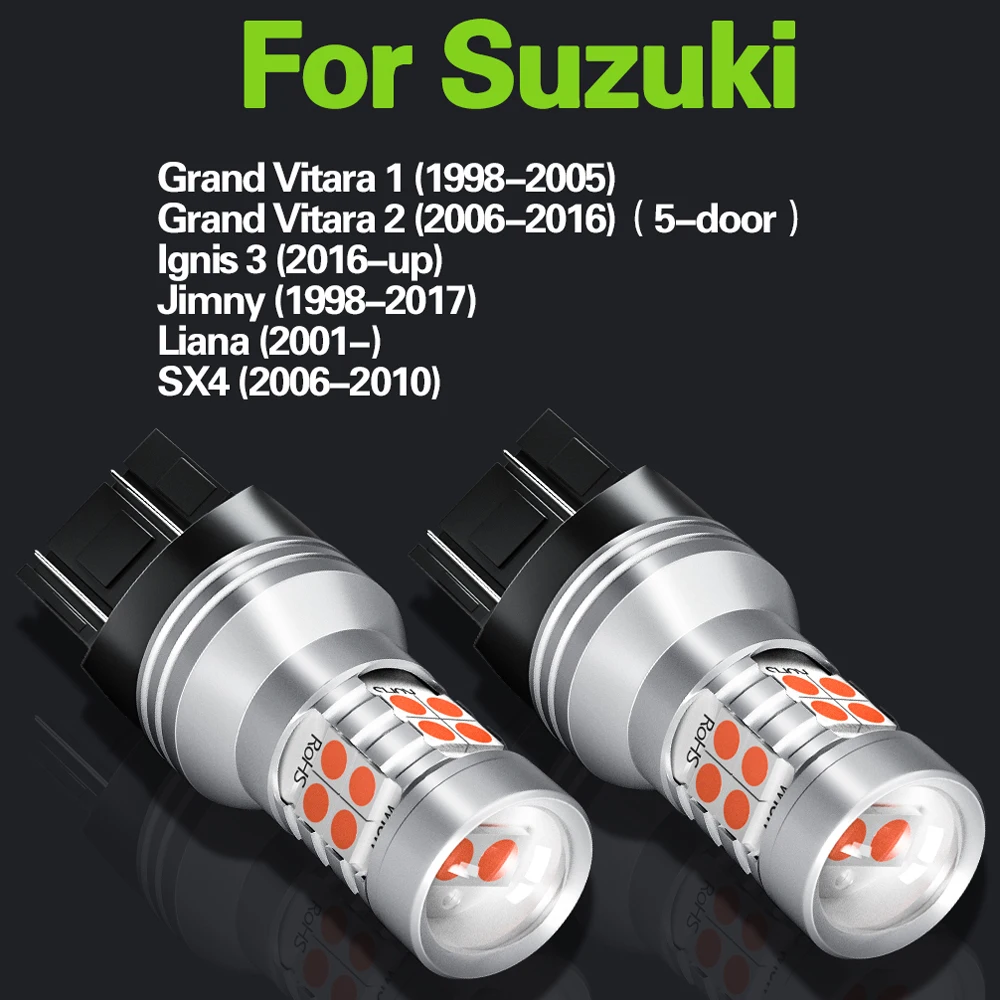 2pcs LED Brake Light Blub Lamp W21/5W 7443 T20 Canbus For Suzuki Grand Vitara Ignis 3 Jimny Liana SX4 2006 2007 2008 2009 2010 - купить по
