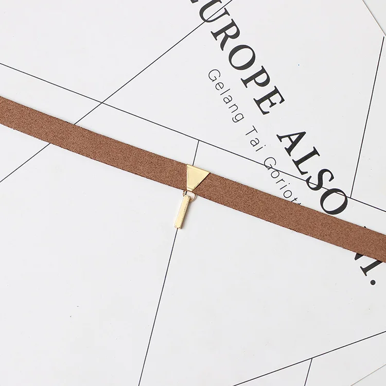 Чокер Diffone Женский короткое ожерелье из черной и коричневой бархатной ленты