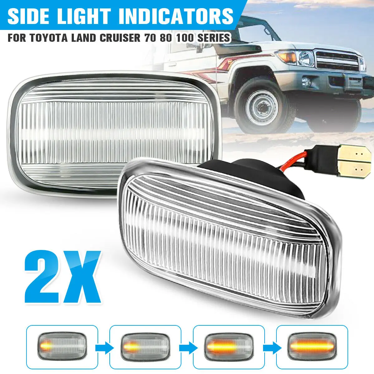 

Dynamic For Land Cruiser 70 80 100 LED Clear Lens Side Marker Signal Lamps