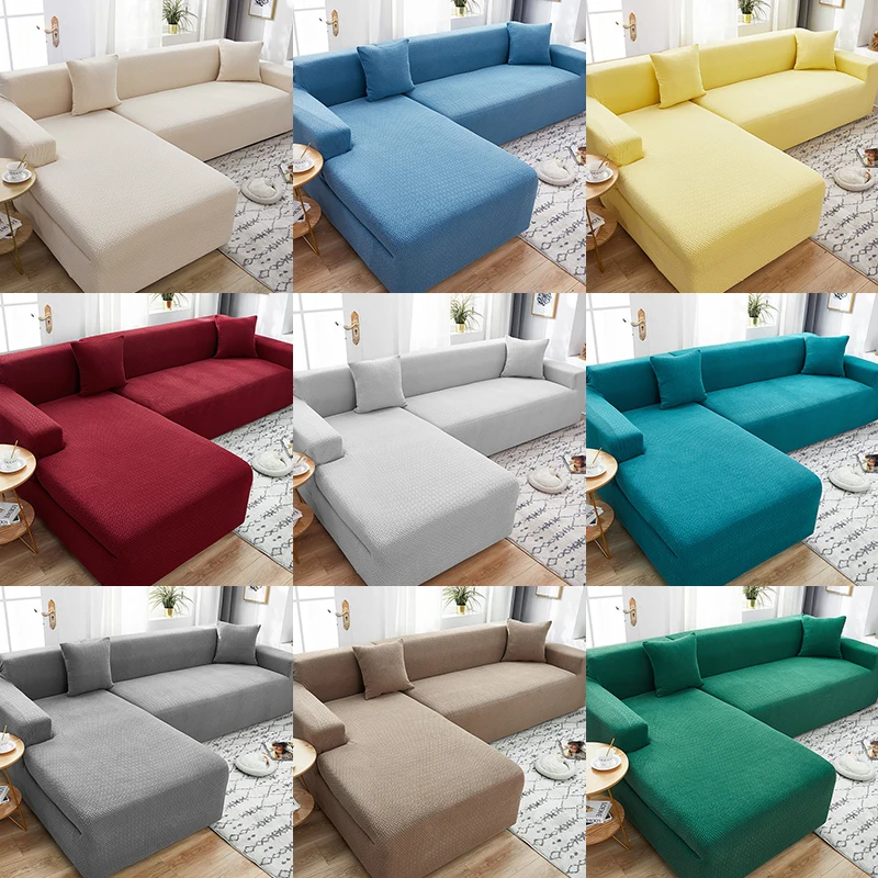 

11 Colors L-shaped Sofa Cover Elastic Furniture Sofa Covers Elastic Couch Cover Polar Fleece Fabric Seat Case For Living Room
