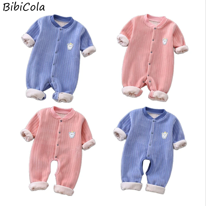 

Осенне-зимняя одежда для новорожденных; Детские однотонные комбинезоны; Комбинезон с открытым шаговым швом для малышей; Модный теплый комб...