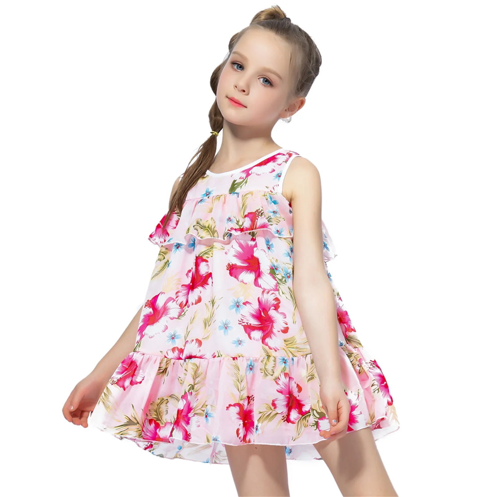 

Girls Dress Summer 2021 Teen Floral Pattern Beach Dress For Girl Bohemia Princess Children Dresses Costume 5 6 7 8 9 10 12 Years